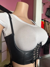 Women's Leather Underbust Bustier Top-  Black