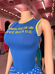 Americas Sweetheart Top- Blue/Yellow