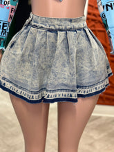 Denim Pleated Mini Skirt