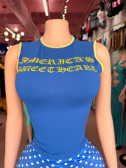 Americas Sweetheart Top- Blue/Yellow