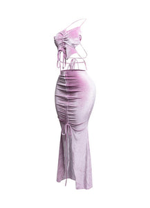 Everything I Want Velvet Maxi Skirt Set –Dusty Pink