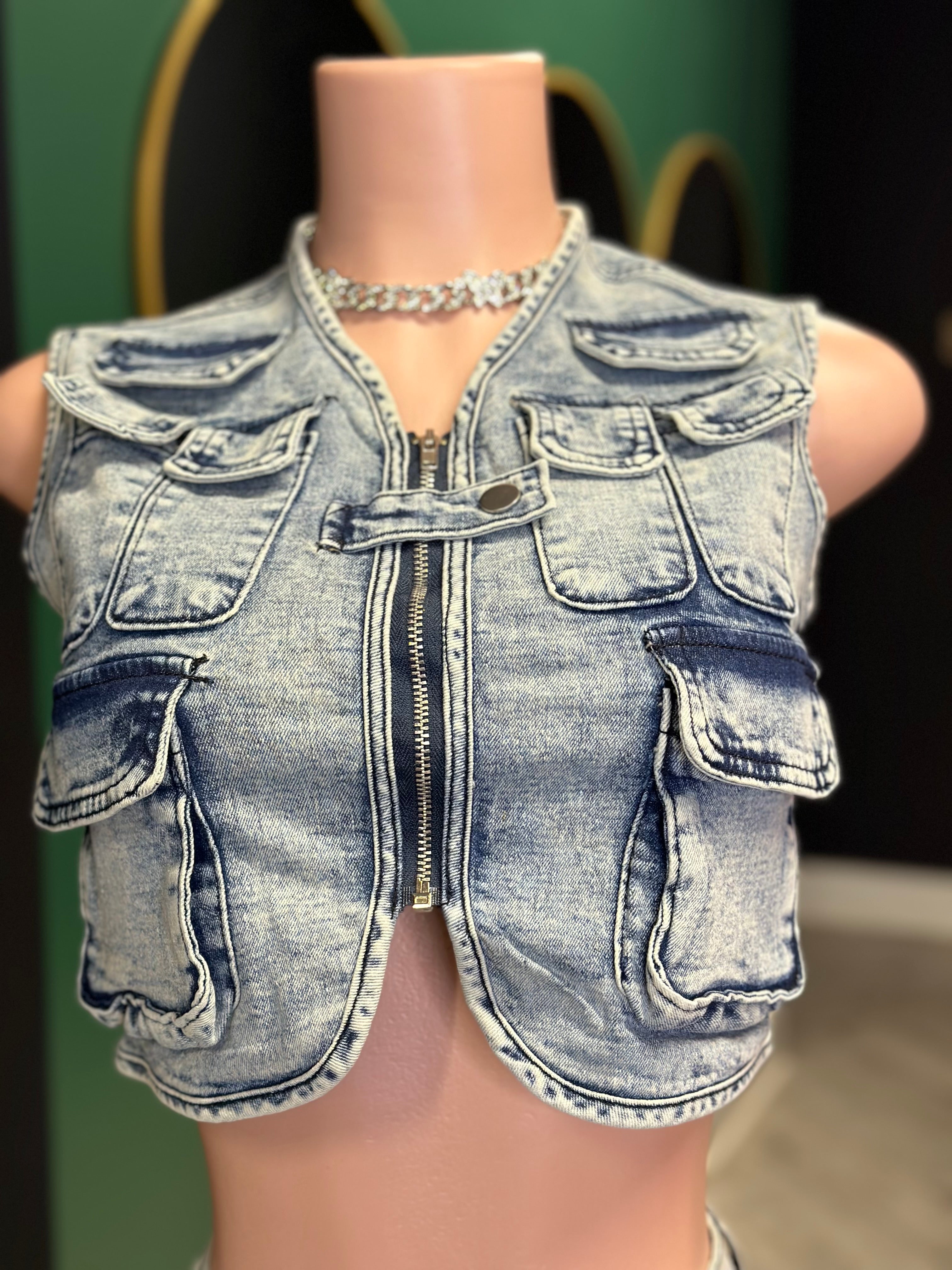 Been That Girl Shorts & Vest Denim Set