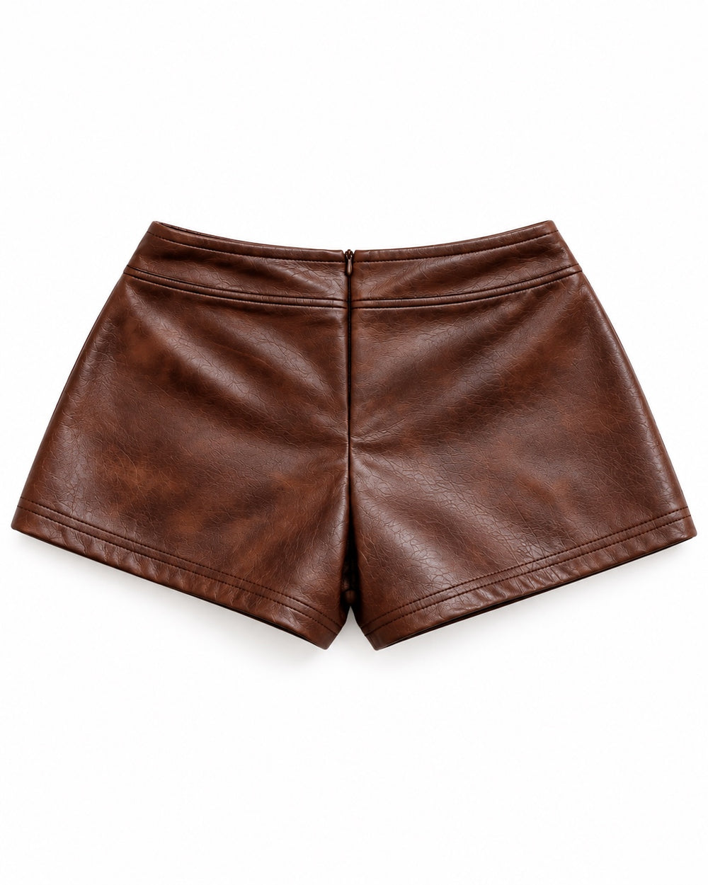 Bossed Up Faux Leather Shorts – Brown - back view