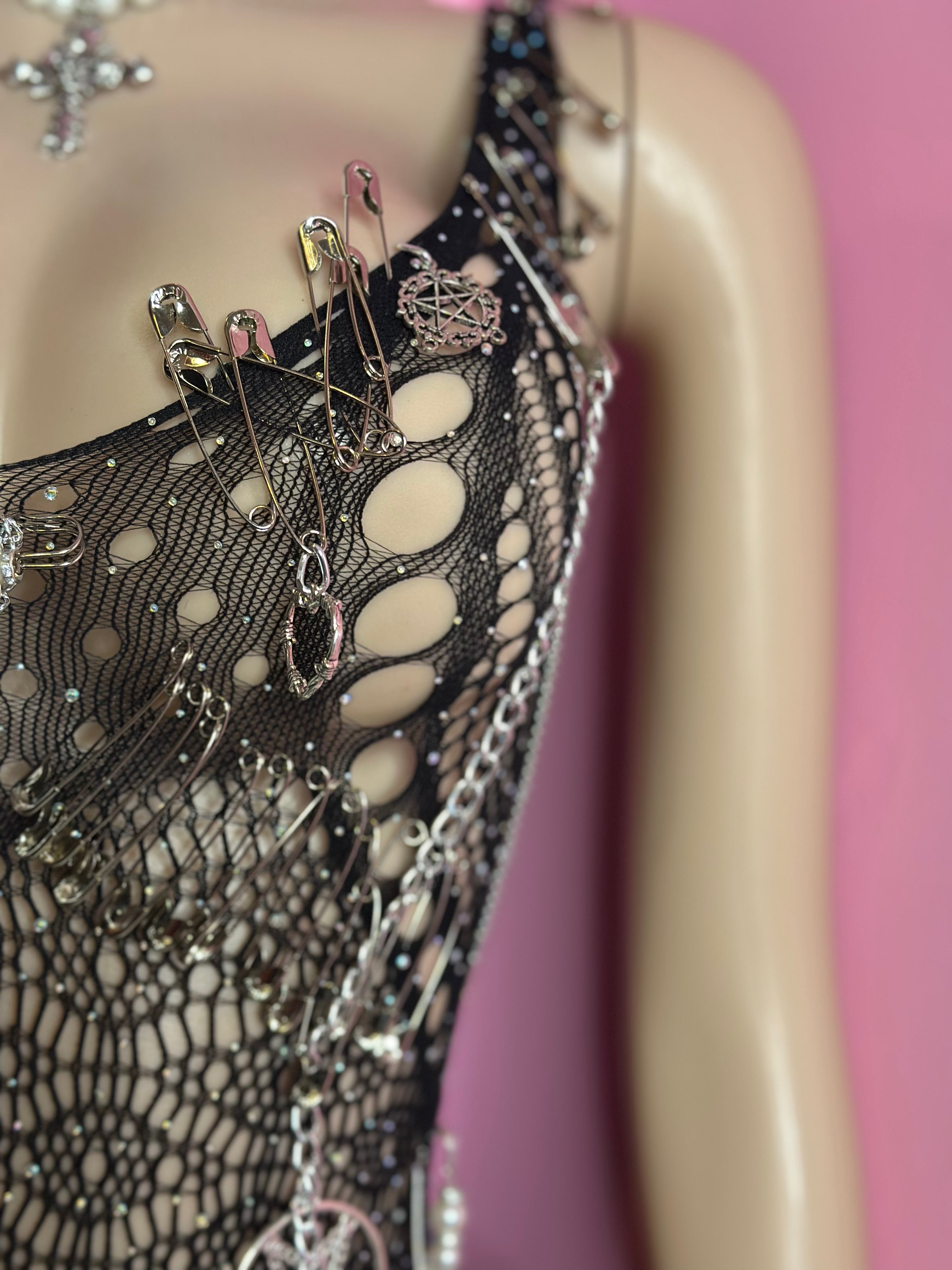 *Pre-Order 10-15 business days then ship* Did It On Em Pin & Pearl Poster Girl Romper- Black