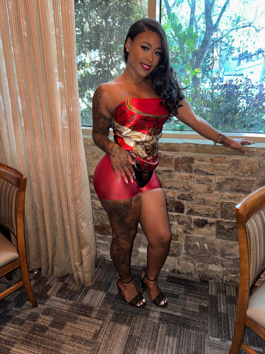 Whispering Silk Scarf & Short Set- Red