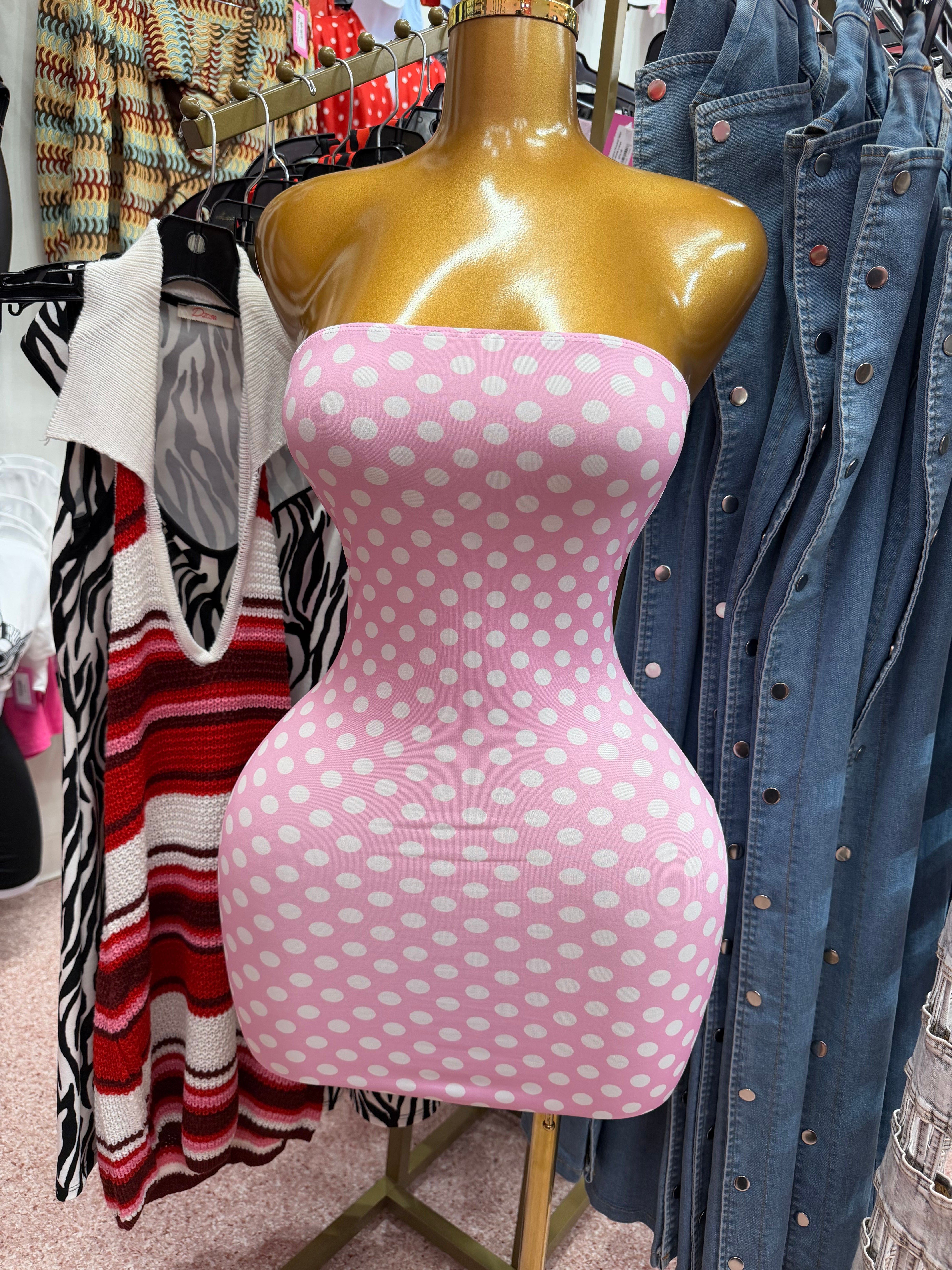 Pretty Polka Tube Dress