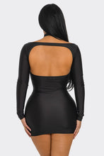 Vivid V-Cut Mini Dress- Black