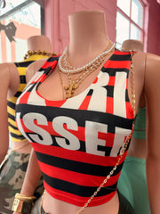 Kiss & Tell Graphic Crop Top- Red