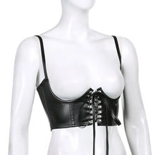 Women's Leather Underbust Bustier Top-  Black