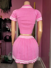 Pick A Spot Collar Crop Top & Skirt Set- Pink