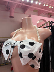 Pretty in Polka Pearl Top- White