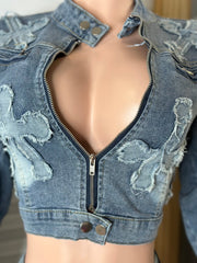 Crossed My Mind Denim Mini Skirt Set