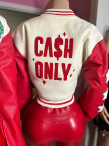 Cash Only Varsity Jacket- Red/Cream