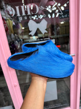 Fuzzy Slipper Slides- Blue