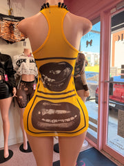 Trouble Kisses Dress- Yellow - back view