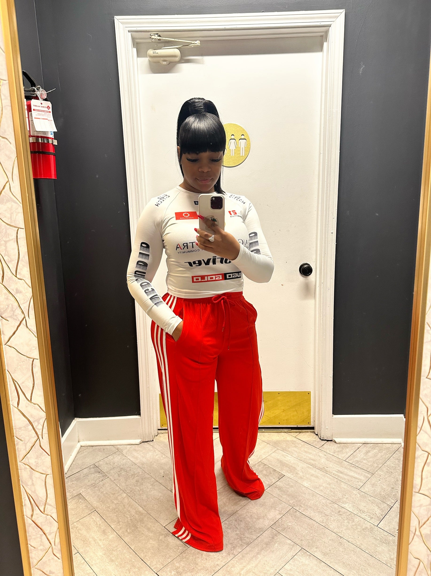 Open Me Up Sweat Pants- Red