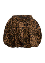 Leopard Twill Bubble Mini Skirt