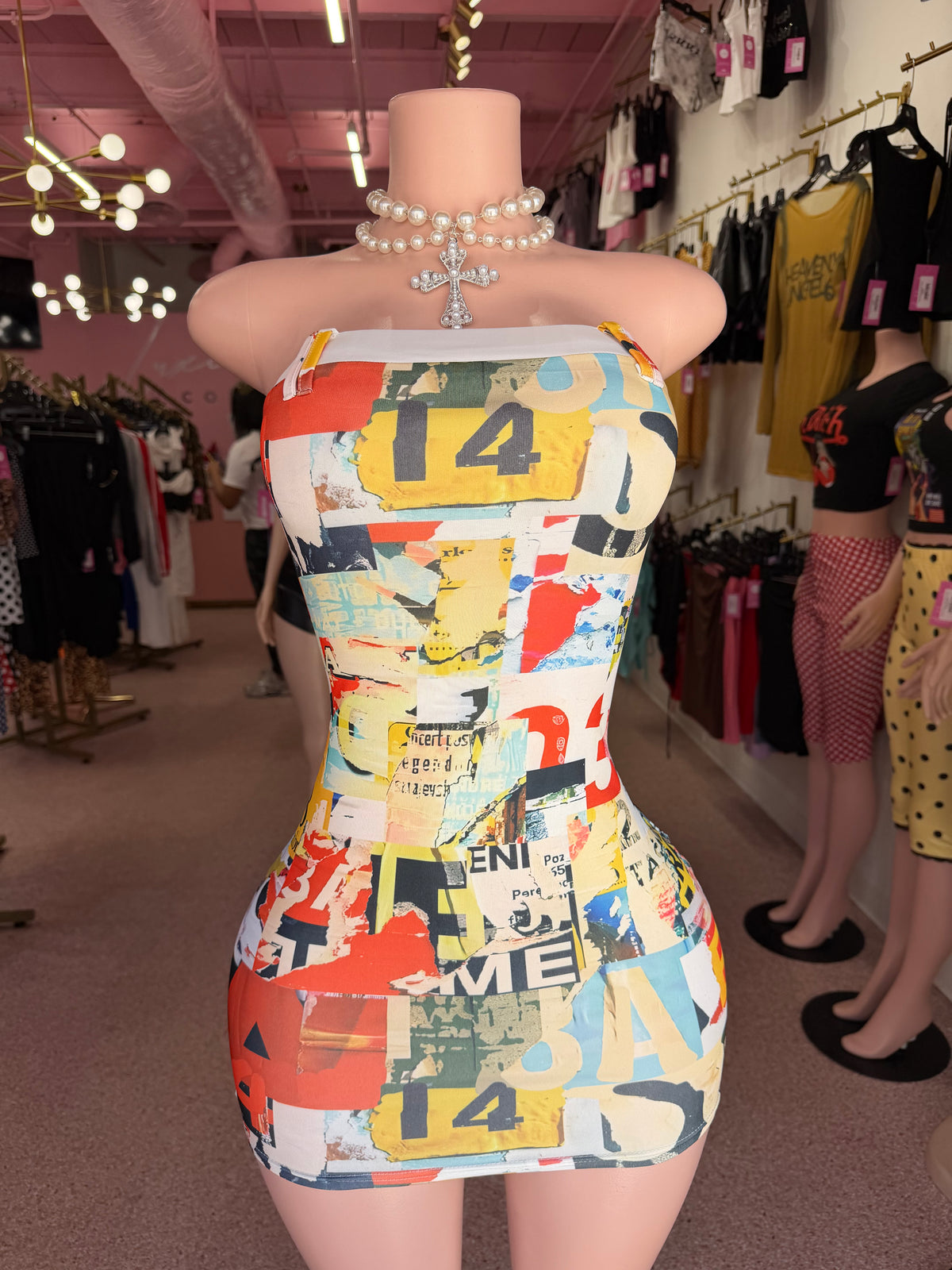 Street Gallery Graphic Mini Dress- Multi