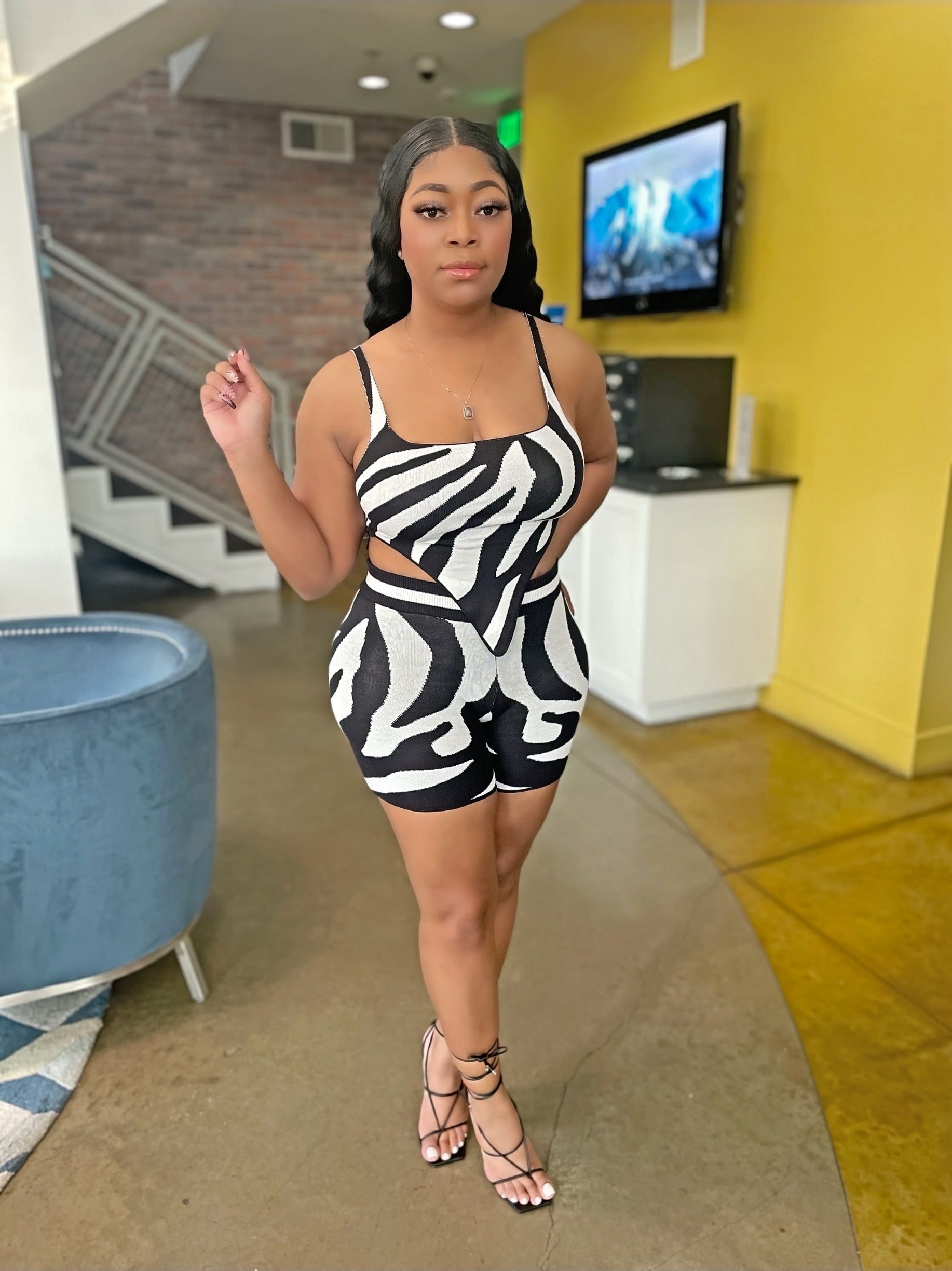 Zebra Shorts Set- Black