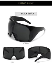 Futuristic Goggle Wrap Round Sunglasses- Black