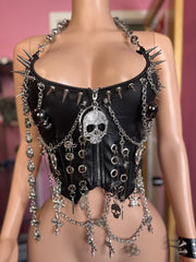 (Pre-Order 10-15 days then ship) Street Talking Vintage Halter Corset Style Top- Black
