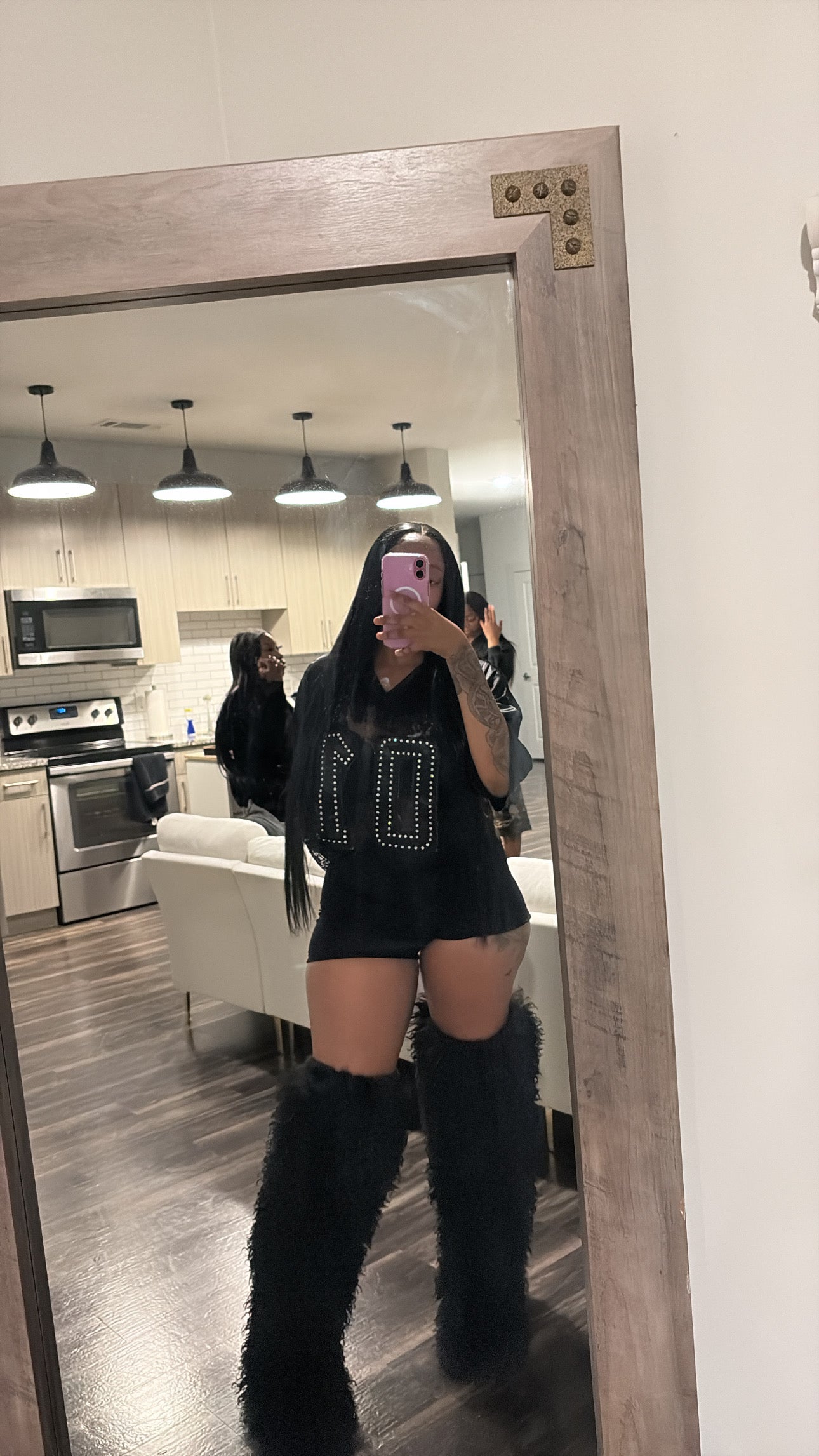 *Pre-Order 10-15 business days then ship* Shaggy Mongolian Fur Thigh High Boots- Black