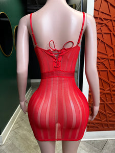 Stand On That Mesh Dress- Red