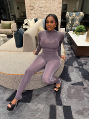 Snatched Status Bodysuit & Legging Set- Gray