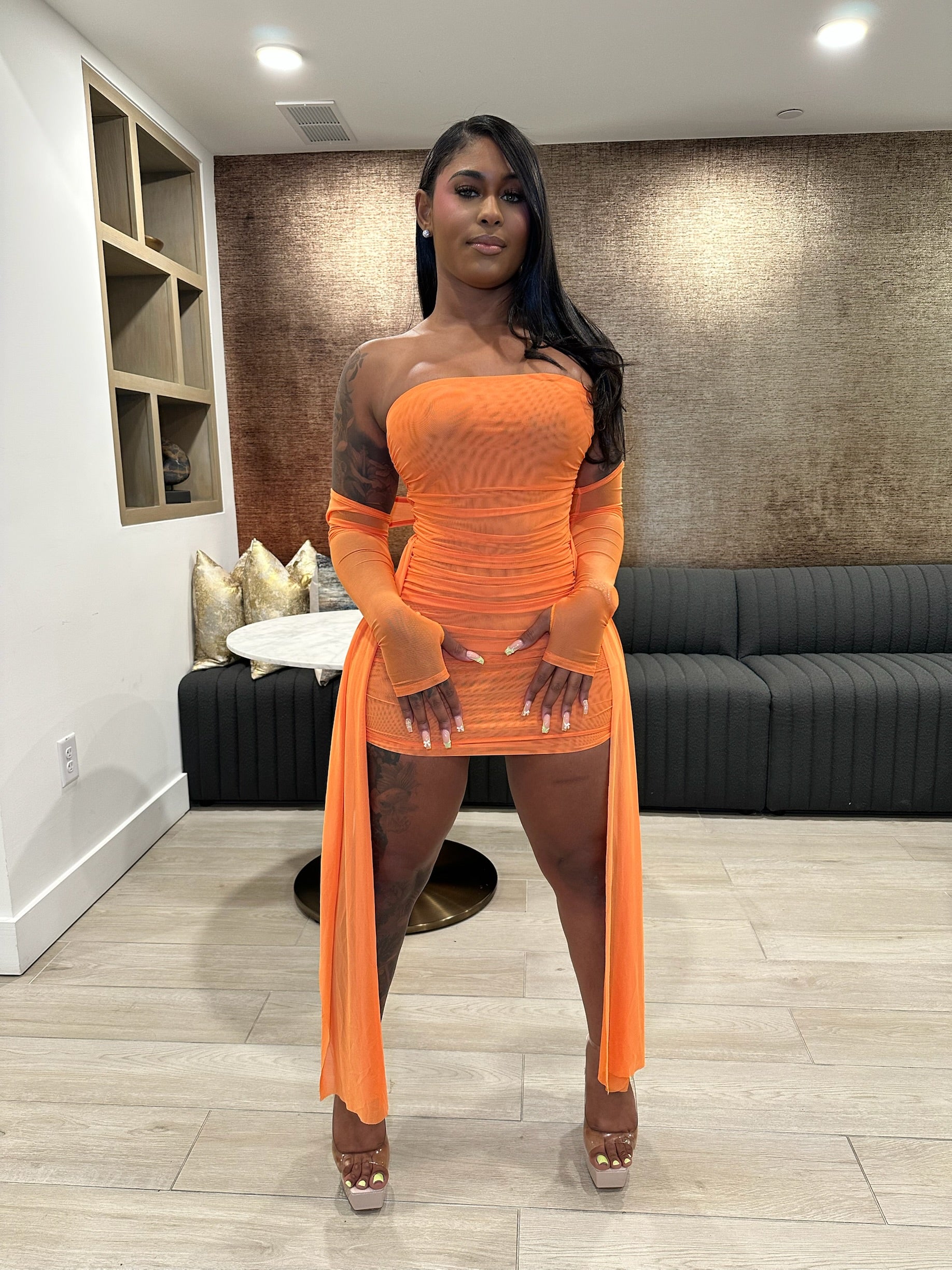 orange night dress Khandi Flowy Date Night Dress Copper Orange