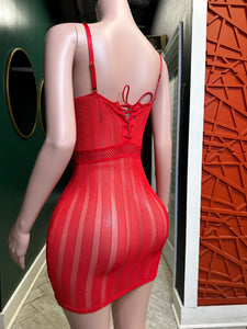 Stand On That Mesh Dress- Red