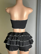 The Girly Girl Tube Top & Ruffle Shorts Set- Black