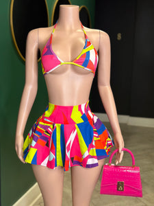 Pucii Me Bikini Top & Skirt Set- Multi