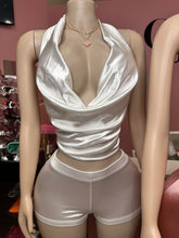 Step It Up Satin Halter Cowl Neck & Short Set- Various Colors