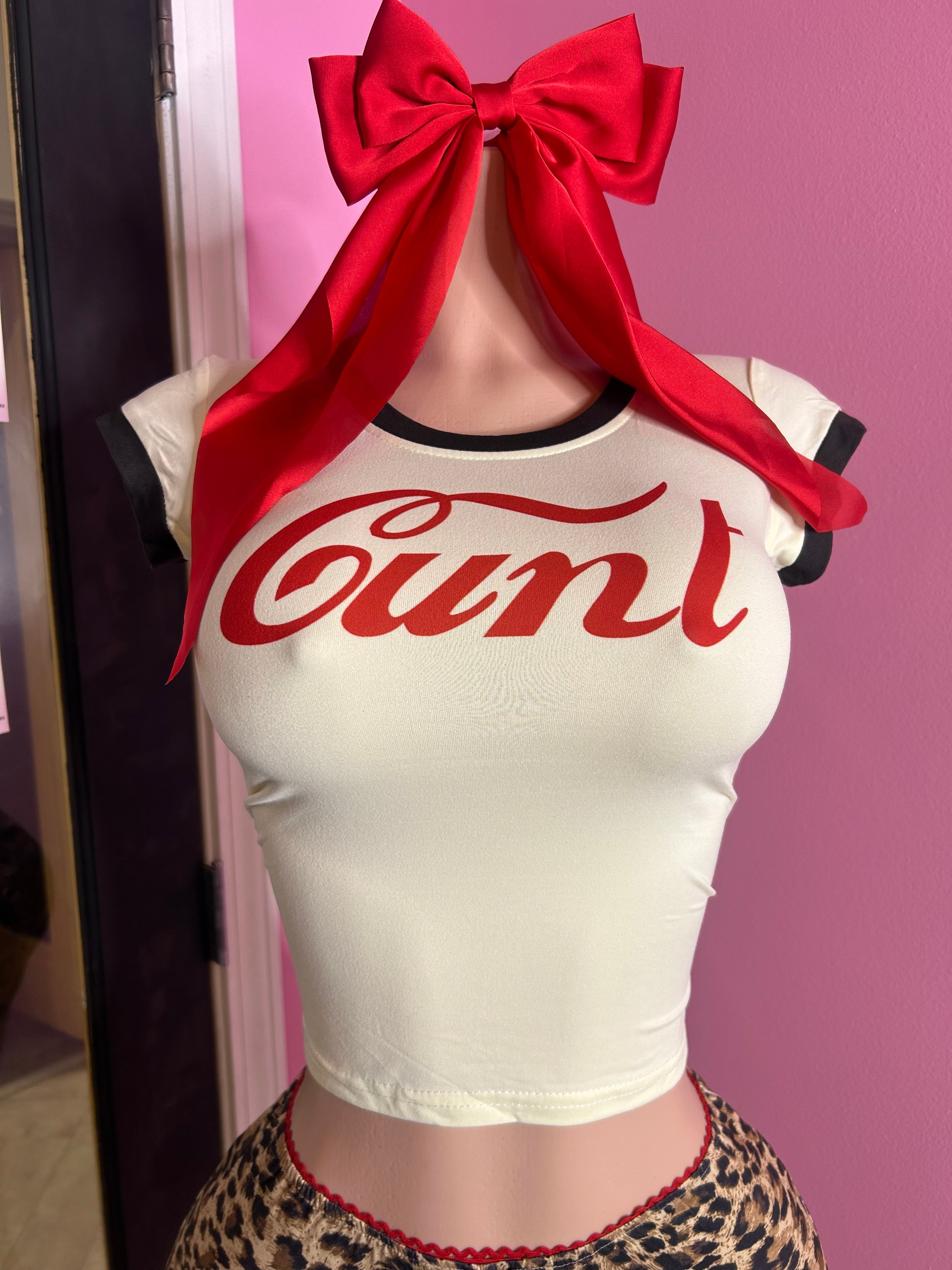 Cunt Graphic Top- Cream/Blk