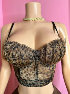 Leopard Mesh Corset