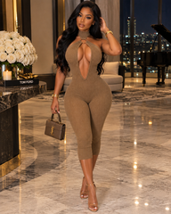 Heavy On The Body Capri Jumpsuit- Taupe