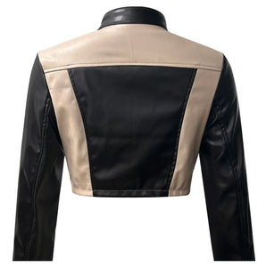 Fashion Fusion Cropped Leather Jacket- Black