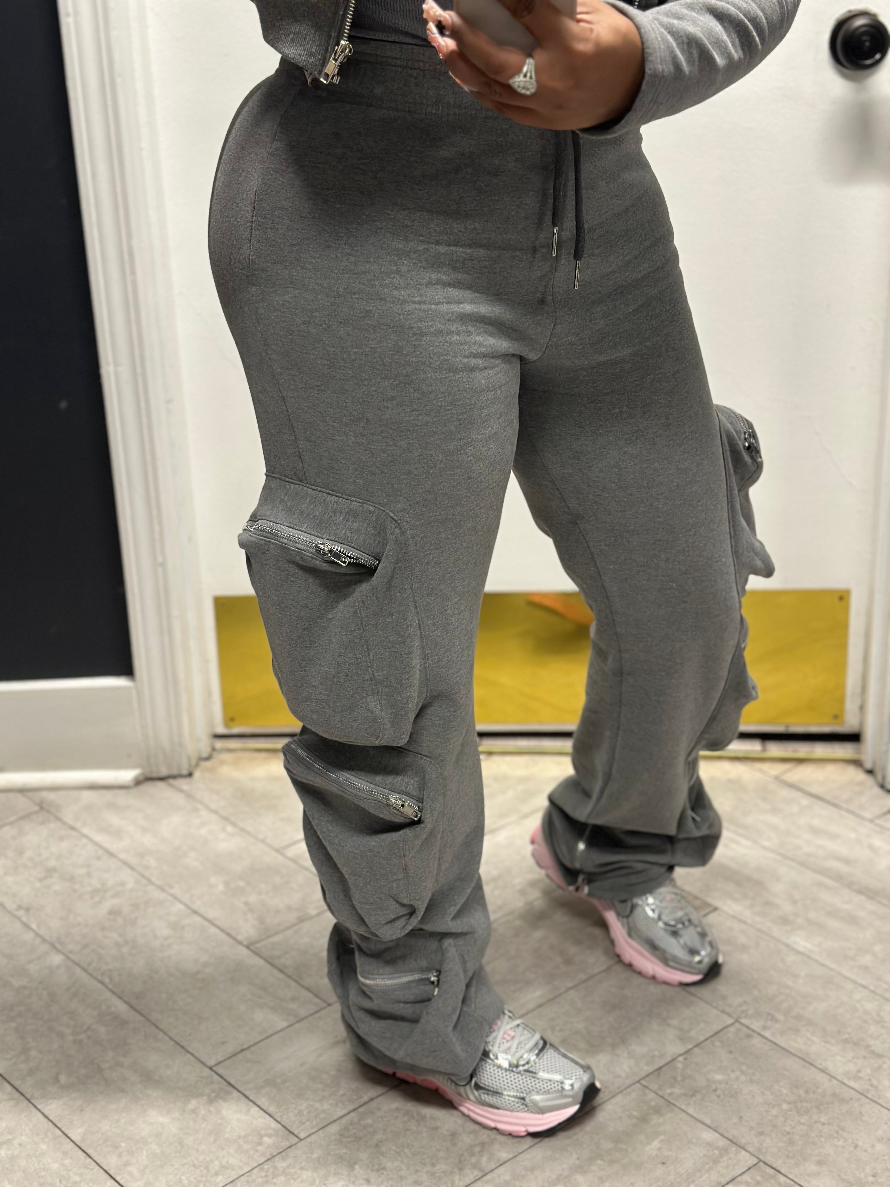 Airport Runs Cargo Pant Set-Grey