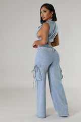 In The Mood Pant Set- Denim