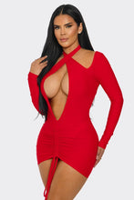 Vivid V-Cut Mini Dress- Red