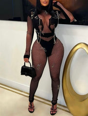 Seamless Chained Poster Girl Jumpsuit- Black