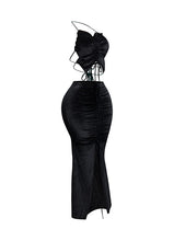 Everything I Want Velvet Maxi Skirt Set –Black