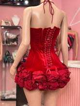 *Pre-Order 10-15 business days then ship* Meet Me At The Party Floral Effect Velvet Mini Dress – Red & Black Options
