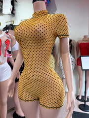 Spot Me Now Romper- Mustard