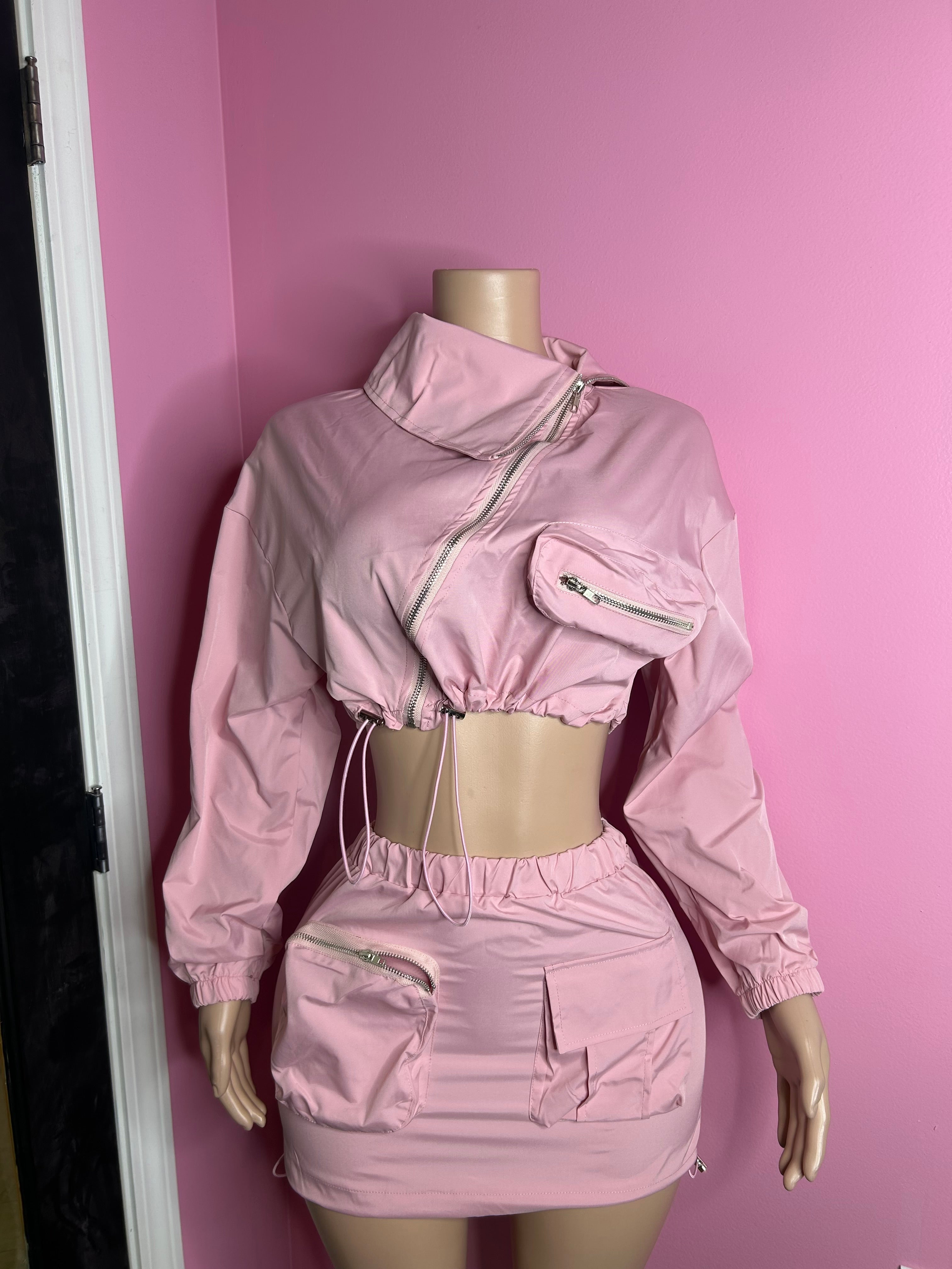 Get On My Level Windbreaker Skirt Set- Various Colors