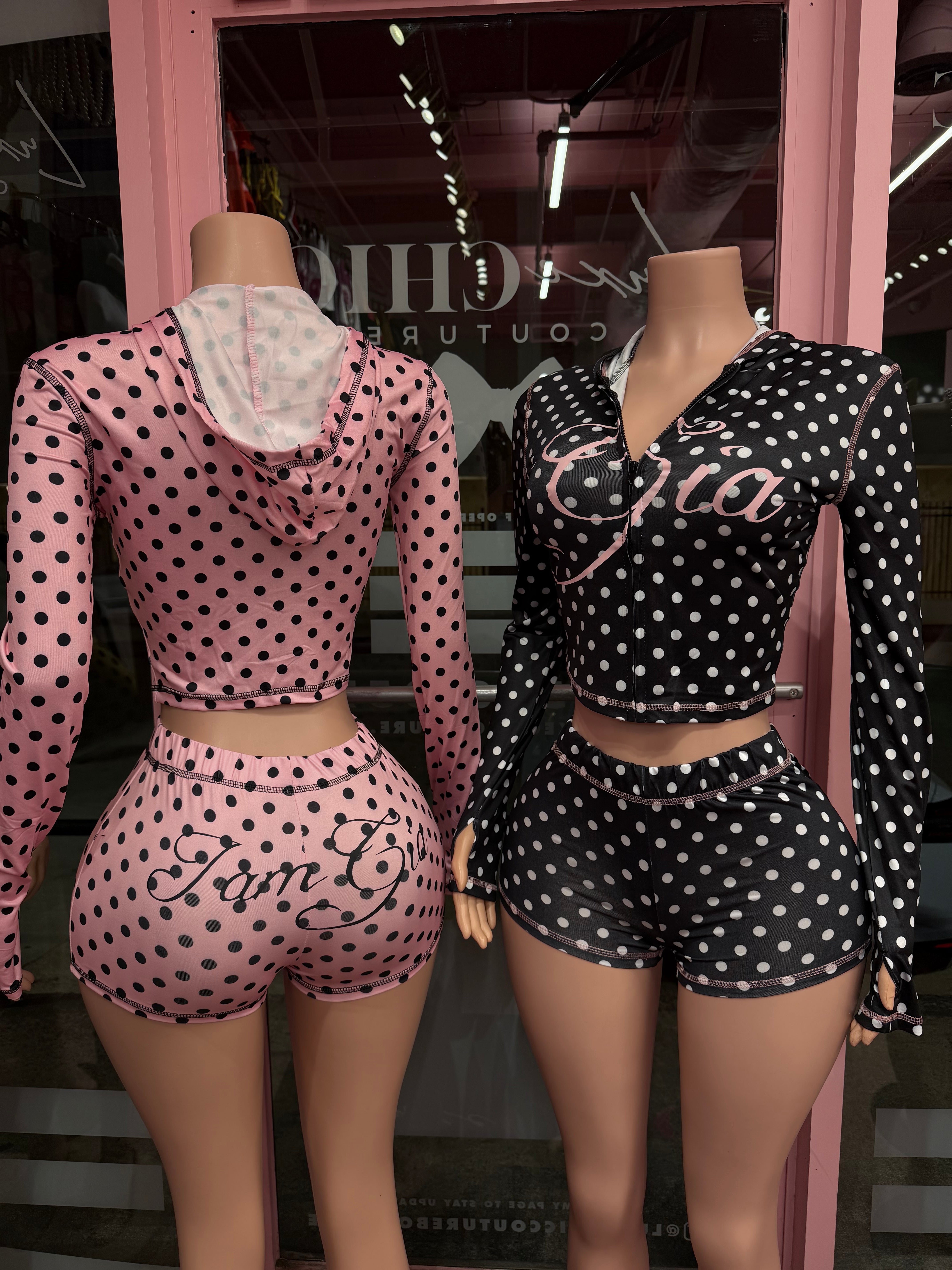 Gam Gia Jacket & Short Set- Polka Dot