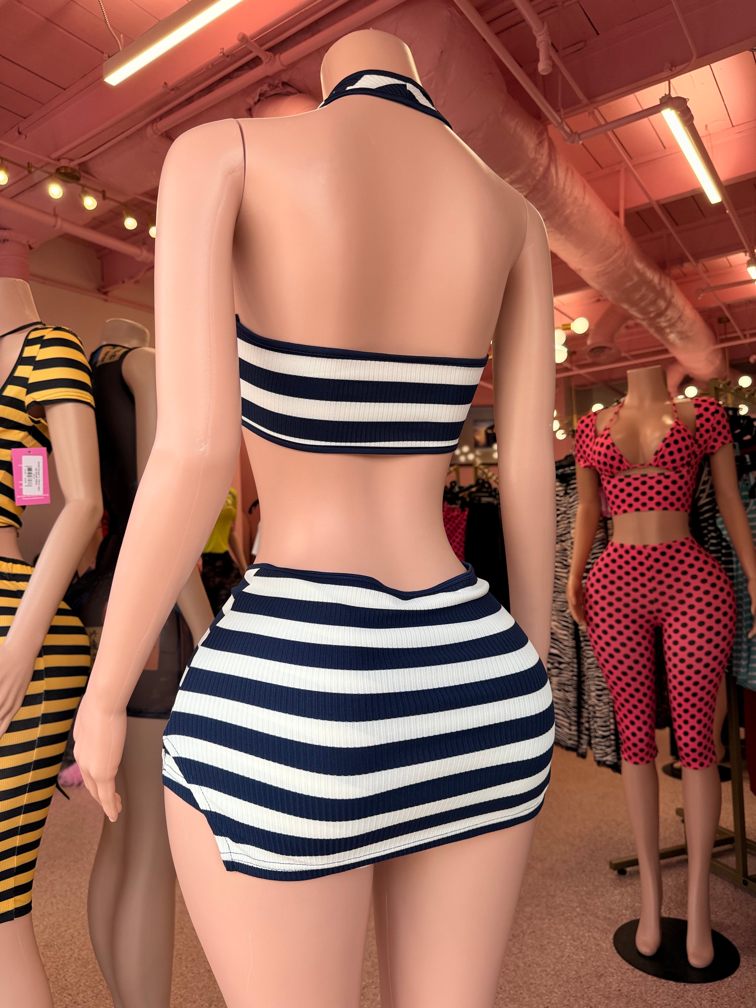 Yacht Club Baddie Skort Set - Navy Blue