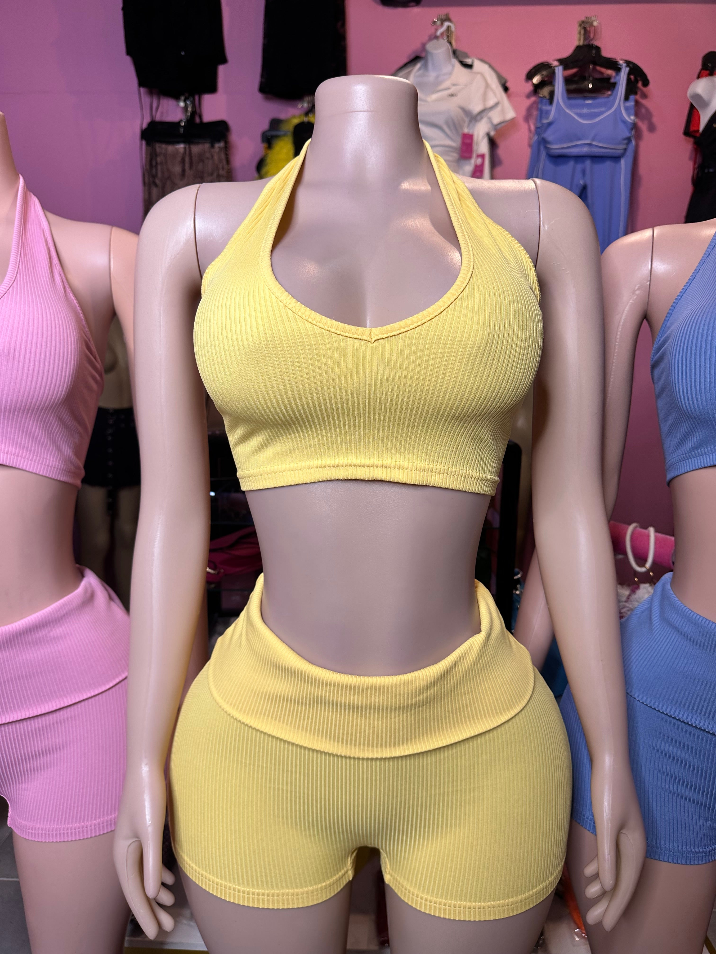 Mix It Up Halter Neck Top Short Set- Various Colors