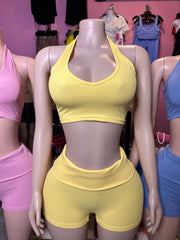Mix It Up Halter Neck Top Short Set- Various Colors
