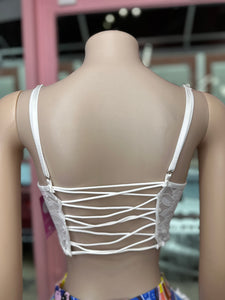 Cant Get Enough Lace Corset Top- White